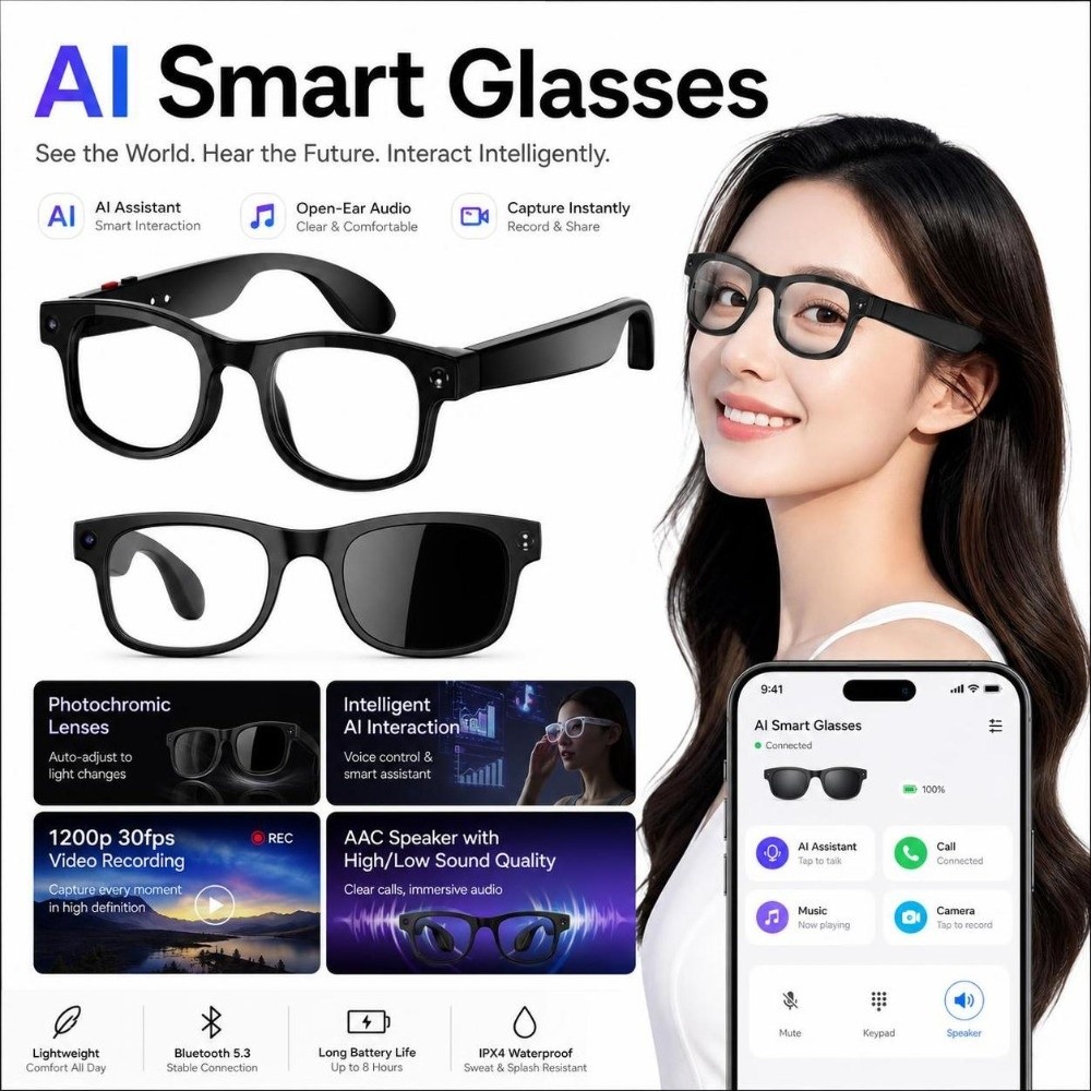 Smart Glasses Lens - نظارات ذكية 2 في 1 بتقنية