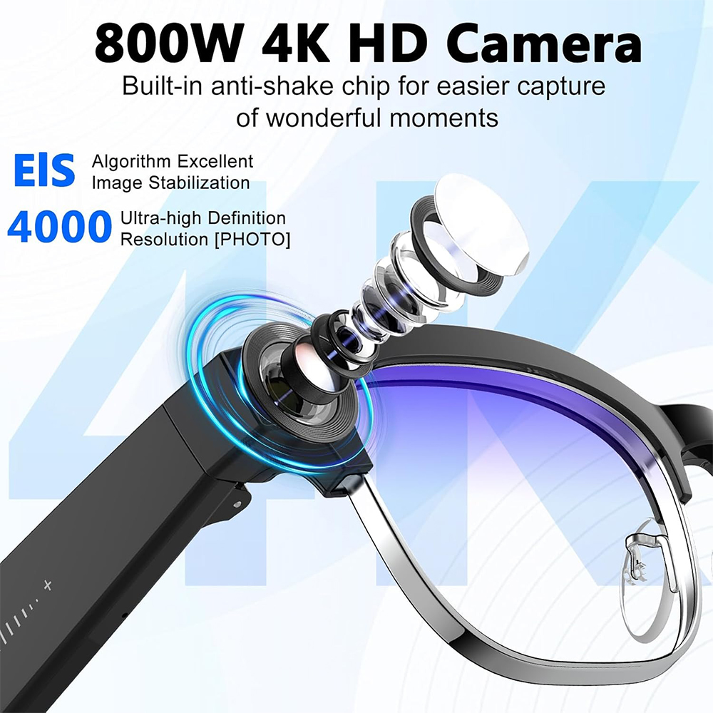 نظارات ذكية 4K مع كاميرا 8 ميج - مراجعة Smart Glasses Lens وسعره
